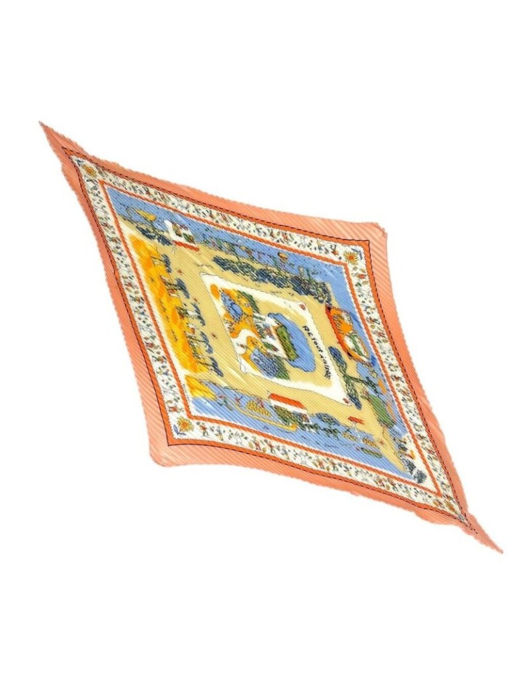 Hermes Pleats RE Tour A la Terre Return Silk Pink Scarf